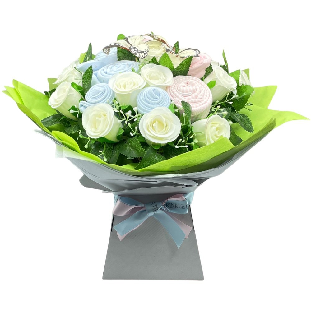 Love & Tiers Ltd Twin Delight: Pink & Blue Clothing Bouquet Bouquet, Occasions, Twin