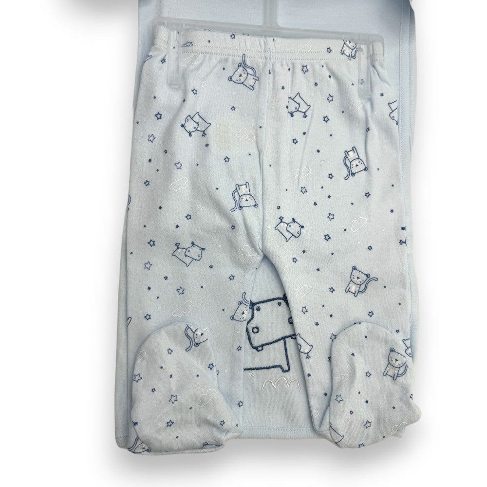 Tiger and Hippo Delight: 9-Piece Baby Blue Layette Gift Set