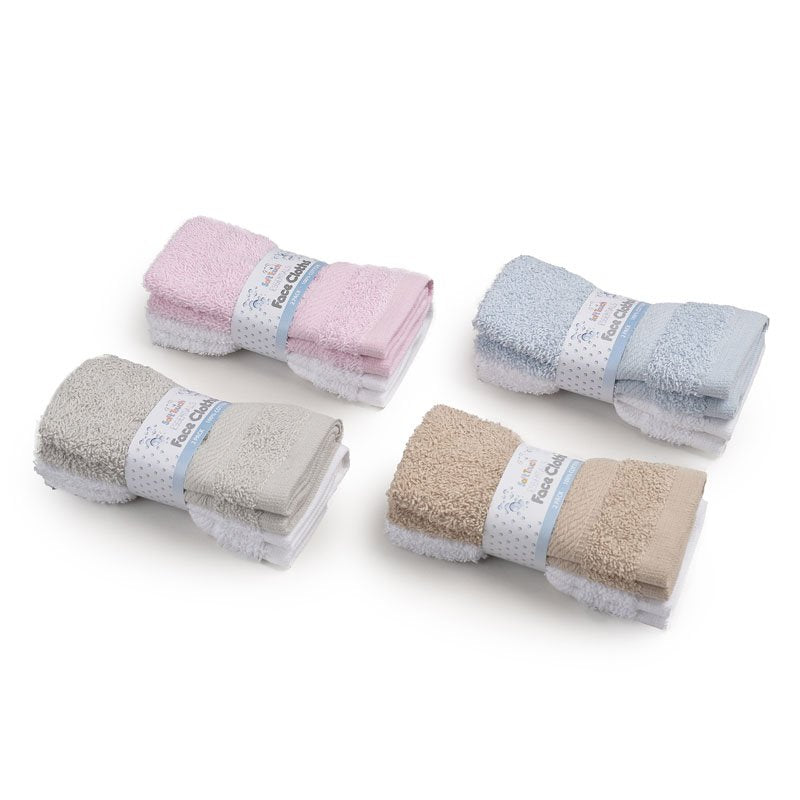 Soft Touch Face Cloth Range, Pink, Blue, Coffee, Grey, White
