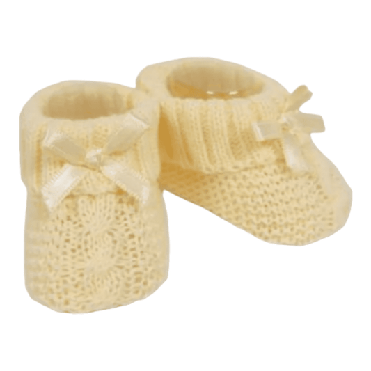Lemon Knitted Baby Booties With Satin Bow Nursery Time Apparel, Baby Shower, Booties, Build Your Own Hamper, Kids Wholesale, Nursery Time, Shower, Twin, Unisex