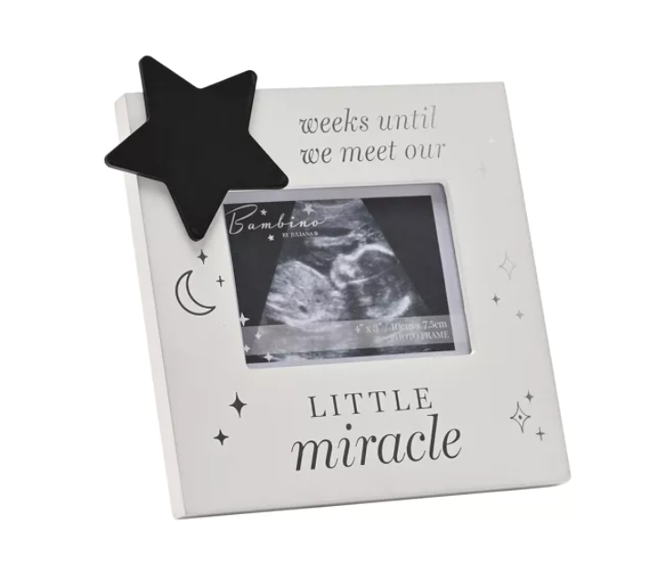Personalised Countdown Scan Frame from BAMBINO BY JULIANA® – Ivory Resin with Chalkboard Heart
