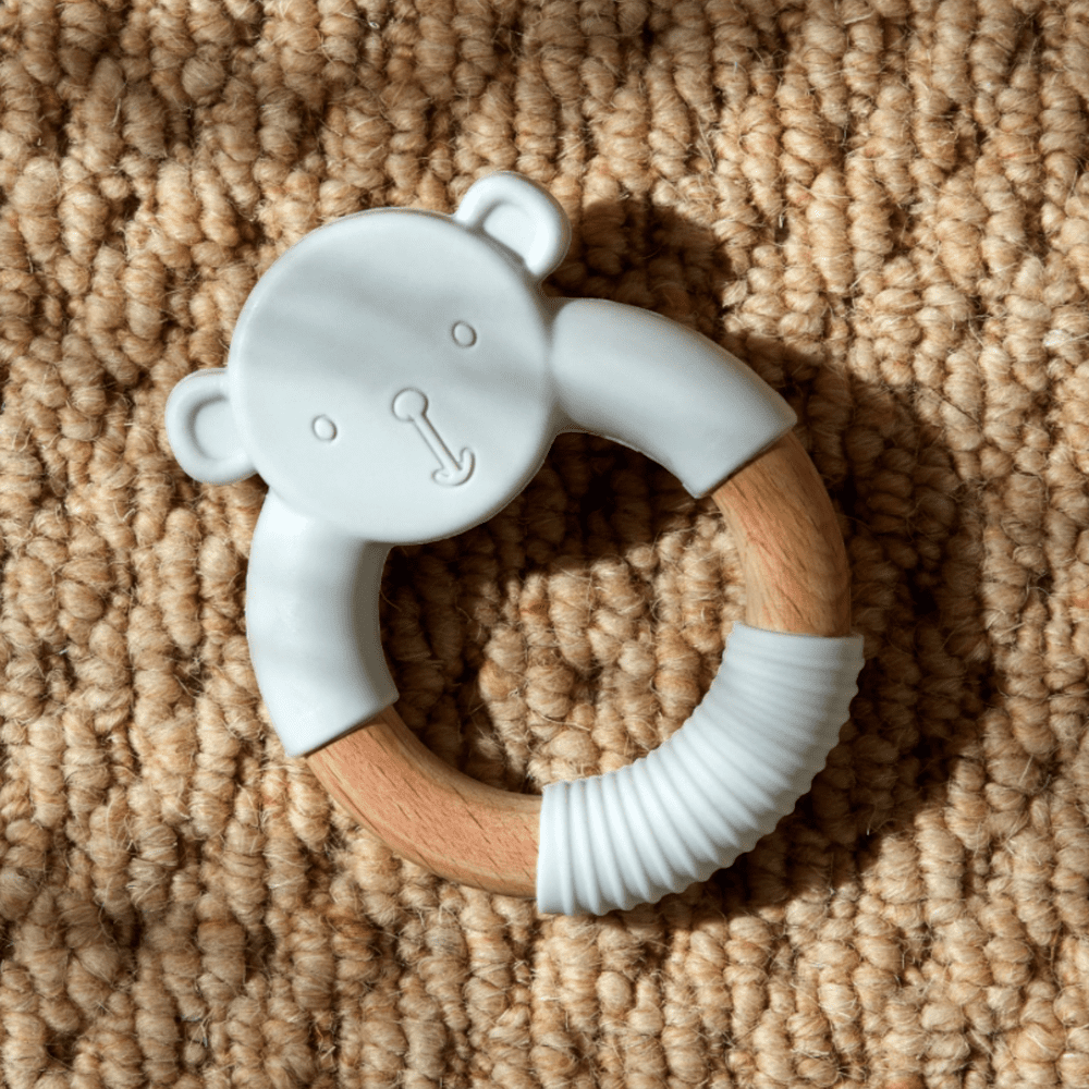 Bambino Teddy Teether with textured handle