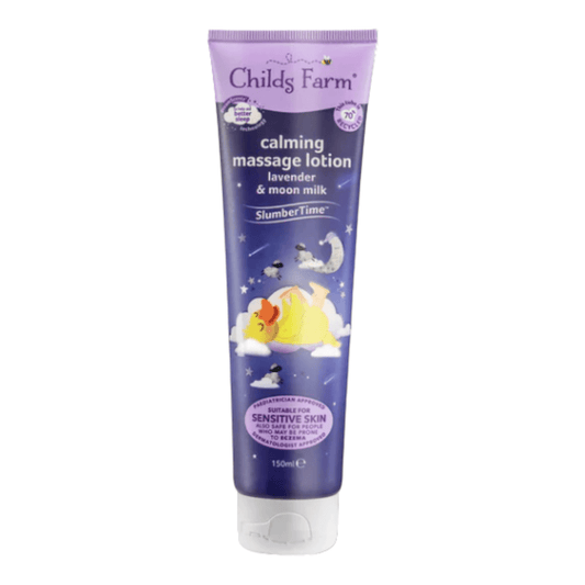 Childs Farm SlumberTime™ calming massage lotion, lavender and moon milk baby lotion. Soothing massage lotion for babies
