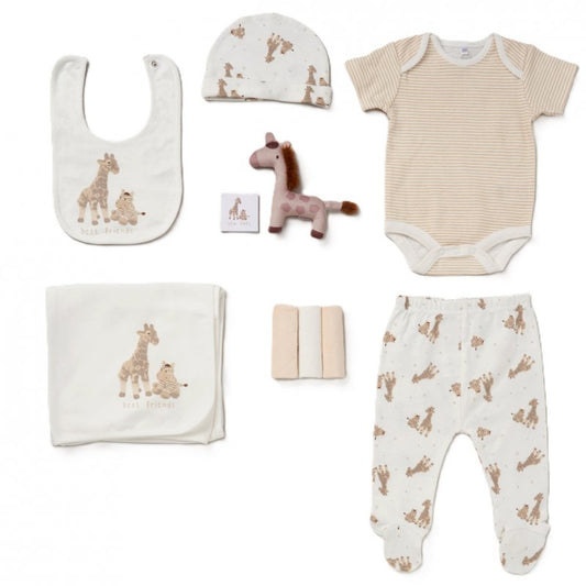 Rock-A-Bye Baby Boutique Cotton Unisex "Giraffe" Print 10 Piece Baby Gift Set