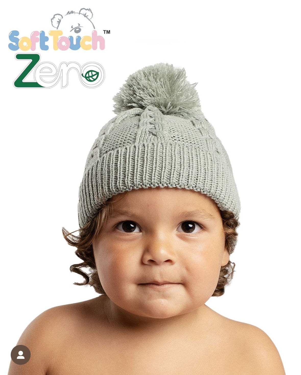 Recycled Acrylic Sage Green Cable Knit Bobble Hat | Eco-Friendly Baby Hat