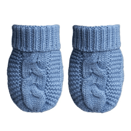 Recycled Blue Acrylic Cable Knit Mittens Soft Touch Apparel, Baby Shower, Blue, Boy Gifts, Boys, Brother, Build Your Own Hamper, Eco, Gender Reveal, him, Kiddies World, Mittens, Shower, Soft Touch, Twin