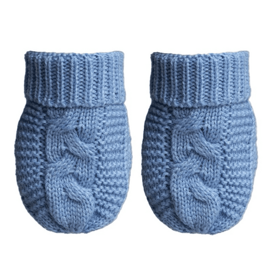 Recycled Blue Acrylic Cable Knit Mittens Soft Touch Apparel, Baby Shower, Blue, Boy Gifts, Boys, Brother, Build Your Own Hamper, Eco, Gender Reveal, him, Kiddies World, Mittens, Shower, Soft Touch, Twin