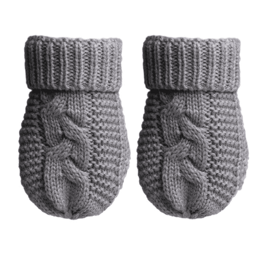 Recycled Grey Acrylic Cable Knit Mittens Soft Touch Apparel, Baby Shower, Bespoke, Build Your Own Hamper, Eco, Grey, Kiddies World, Mittens, Shower, Soft Touch, Twin, Unisex