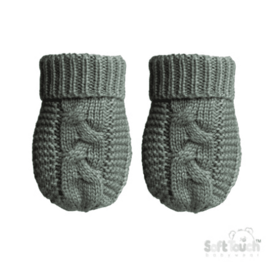 Recycled Sage Green Acrylic Cable Knit Mittens Soft Touch Apparel, Baby Shower, Bespoke, Build Your Own Hamper, Christmas, Eco, Kiddies World, Mittens, Shower, Soft Touch, Twin, Unisex