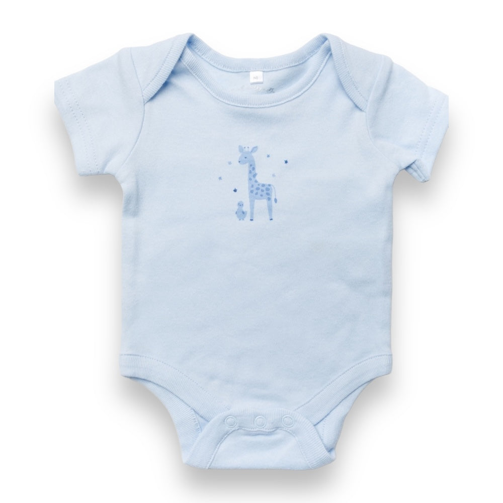 Blue bodysuit with giraffe print