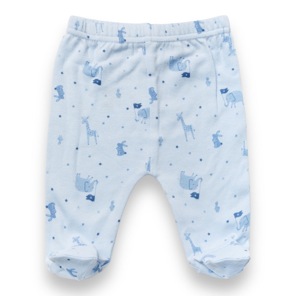 Footed trousers with matching elephant and giraffe print