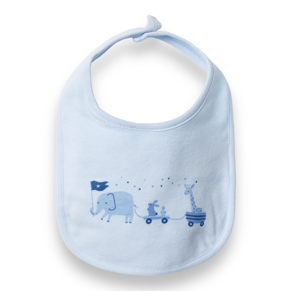 Baby bib with elephant and giraffe design