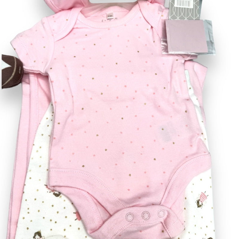 Baby Pink Bodysuit with Pink & Gold Stars