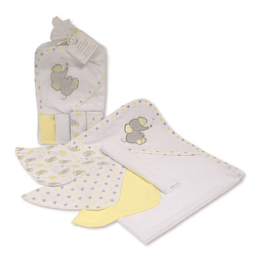 White & Lemon Baby Hooded Towel and Wash Cloth Set Snuggle Baby Apparel, Baby Shower, Bathing, Bespoke, Build Your Own Hamper, Kids Wholesale, Shower, Snuggle Baby, Towel, Twin, Unisex