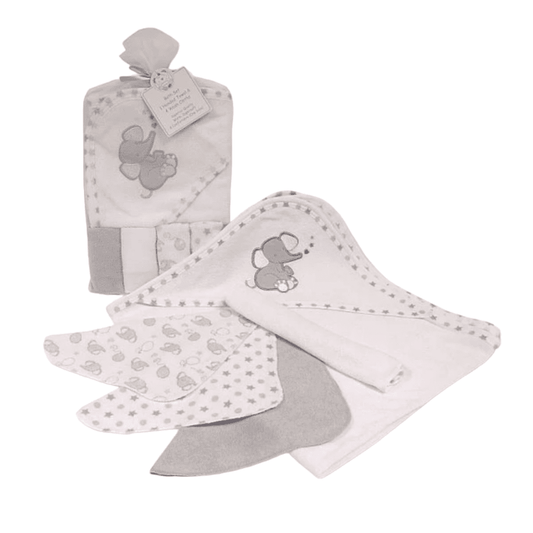White & Grey Baby Hooded Towel and Wash Cloth Set Snuggle Baby Apparel, Baby Shower, Bathing, Build Your Own Hamper, Grey, Kids Wholesale, Shower, Snuggle Baby, Towel, Twin, Unisex