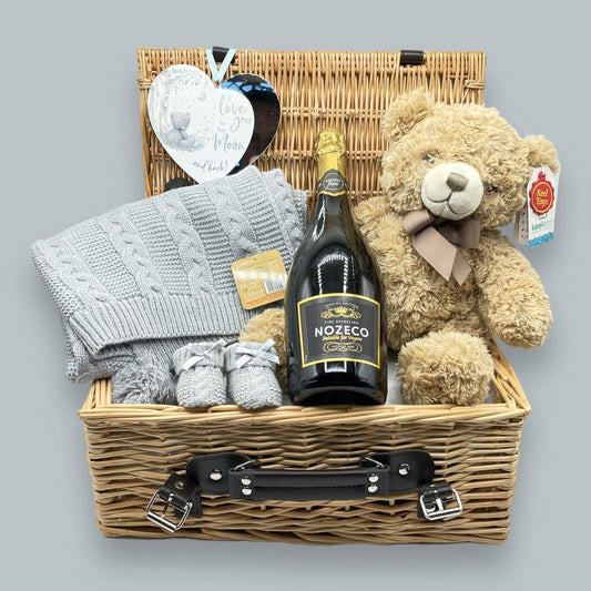 Cuddle Me Baby Bliss Hamper: Cozy Knits and Nozeco Celebration