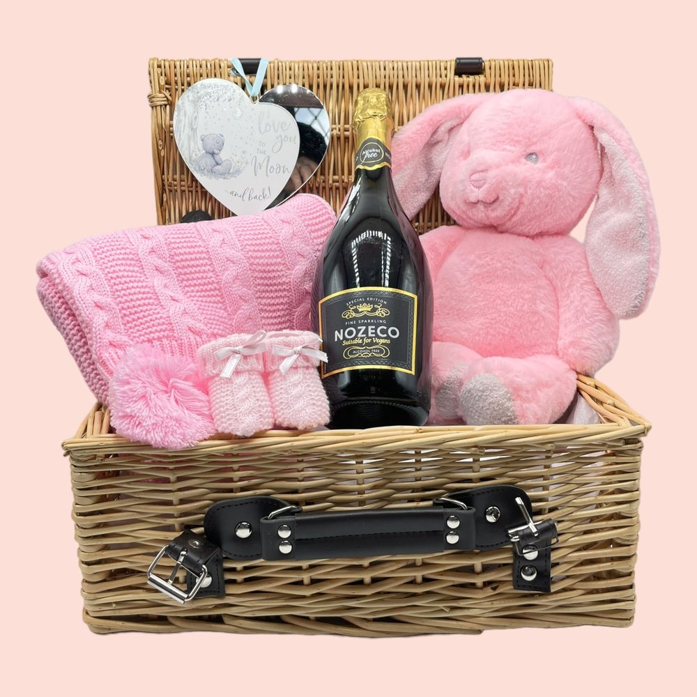 Newborn Gift Hamper with Knitted Blanket and Booties