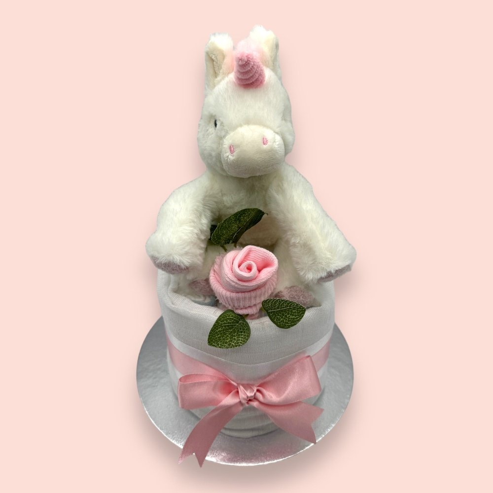 Enchanted Unicorn Dreams Mini Nappy Cake - Front Top View