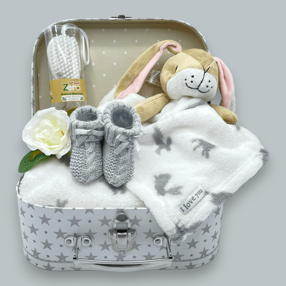 Love & Tiers Ltd 'Guess How Much I Love You' Baby Suitcase - Grey Hamper