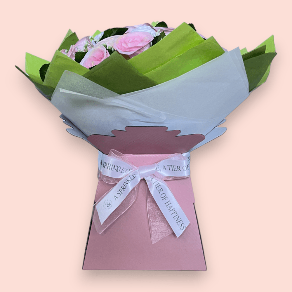 Love & Tiers Ltd Sweet Beginnings Baby Clothes & Roses Bouquet Bouquet, Christening, Gender Reveal, Girls, New Parents, Pink, Shower