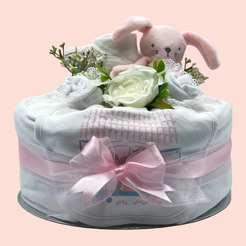 Tender Blooms Nappy Cake: in Pink