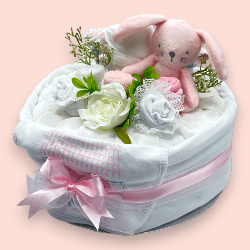 Tender Blooms Nappy Cake (Left Side View)