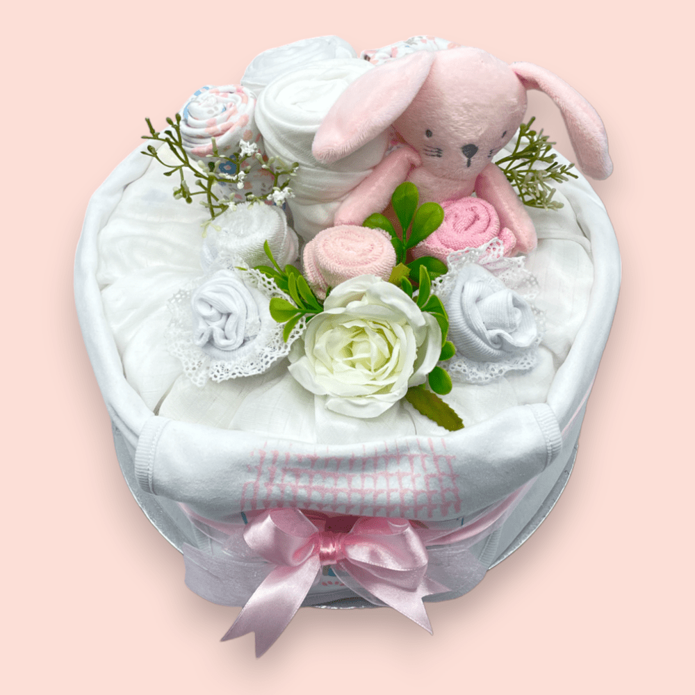 Tender Blooms Nappy Cake: in Pink (birds eye view)