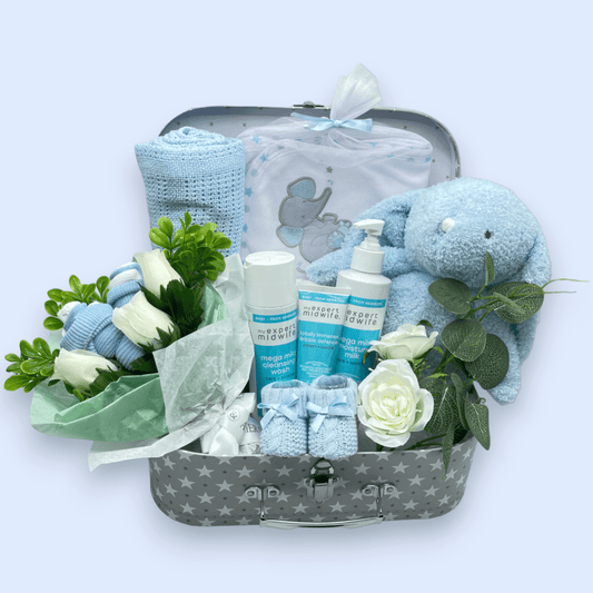 'My Expert Midwife' Large Suitcase Hamper with Bouquet