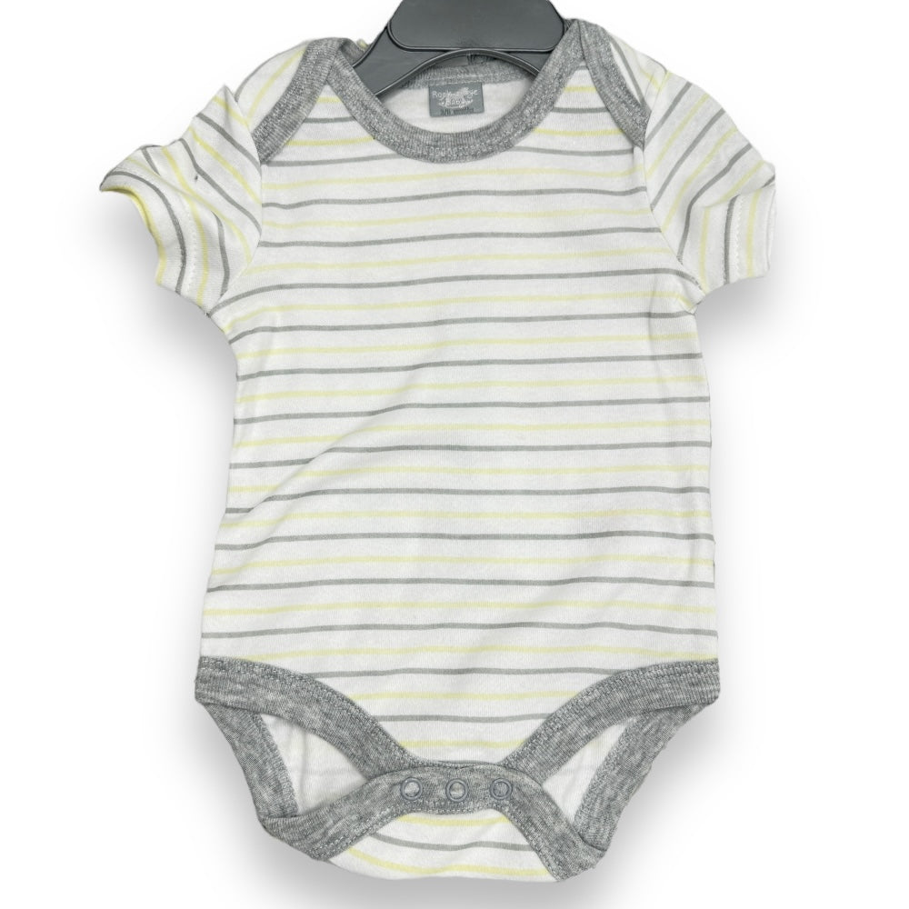 White Bodysuit with Grey and Lemon Stripes from the Cute Little Hippo Baby Gift Set