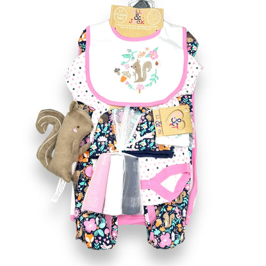 Enchanted Forest Delight: 10-Piece Woodland Creatures Layette Gift Set