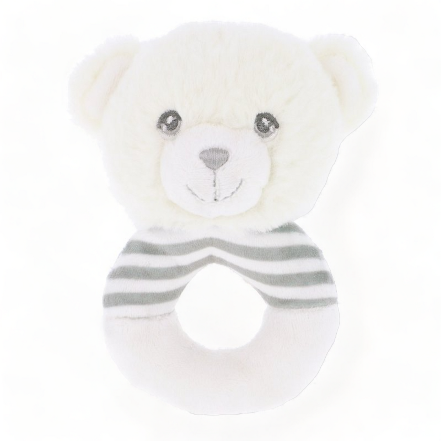 White Bear Keeleco Baby Ring Rattle | 100% Recycled Eco-Friendly Baby Rattle Toys