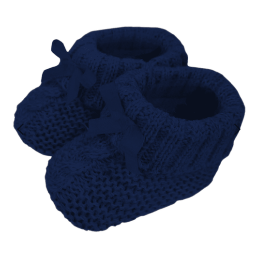 Navy Knitted Baby Booties With Satin Bow Nursery Time 1st Christmas, Apparel, Baby Shower, Blue, Booties, Boy Gifts, Boys, Brother, Build Your Own Hamper, Christmas, Gender Reveal, him, Kids Wholesale, Nursery Time, Shower, Twin