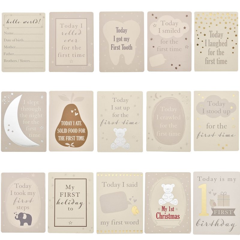 Baby milestone photo cards with space for messages by Bambino