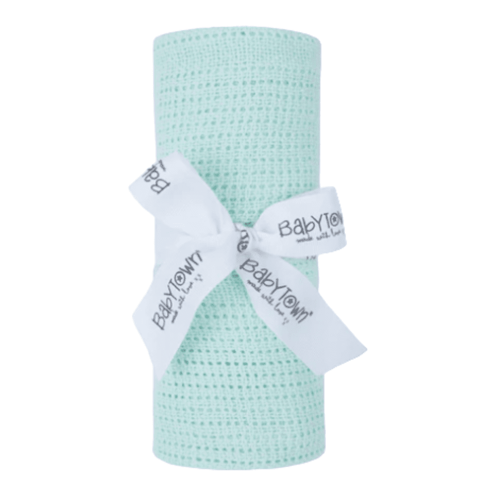 BabyTown Mint Cellular Blanket BabyTown Apparel, Baby Shower, BabyTown, Blanket, Build Your Own Hamper, Christening, Kids Wholesale, Shower, Twin, Unisex