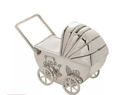 Silver Plated Pram Money Box by BAMBINO BY JULIANA®