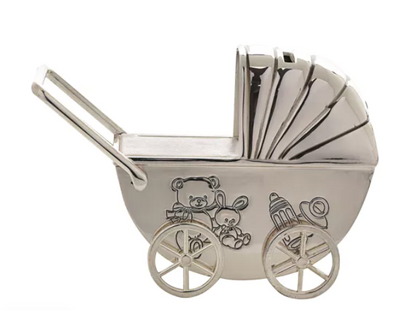 Silver Plated Pram Money Box by BAMBINO BY JULIANA®