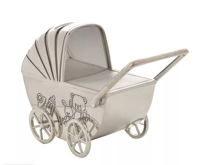 Silver Plated Pram Money Box by BAMBINO BY JULIANA®