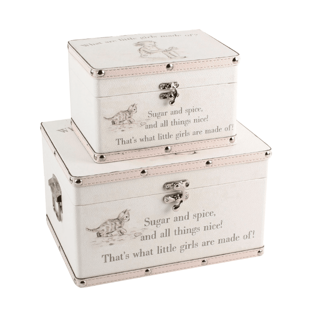 Petit Cheri “Little Girls” Set of 2 luggage box set with nursery rhyme details, ideal for nursery storage