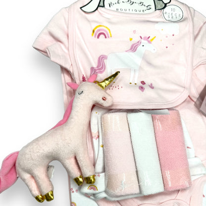 Pink Unicorn Dreams: 10-Piece Layette Gift Set