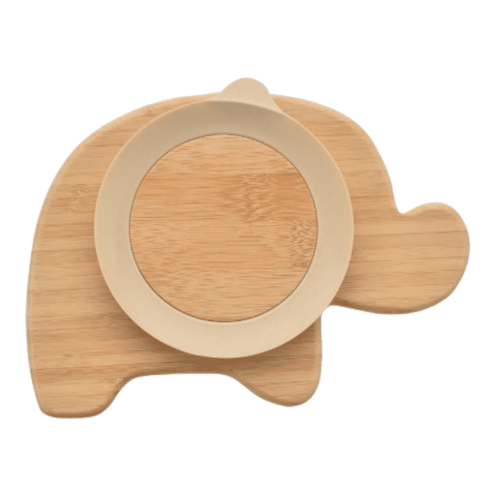 Elephant Plate Showing Wooden Base with Silicone Surround