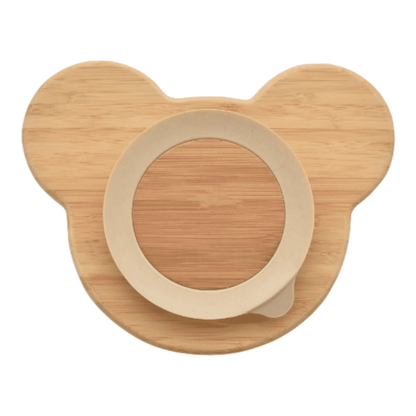 Bear Plate Showing Wooden Base with Silicone Surround