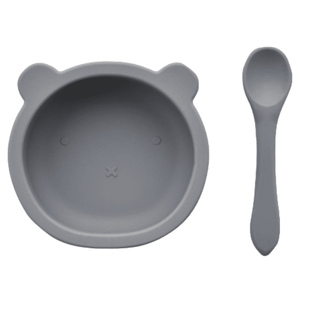 Feeding set, comes in blue-grey, pink, and beige