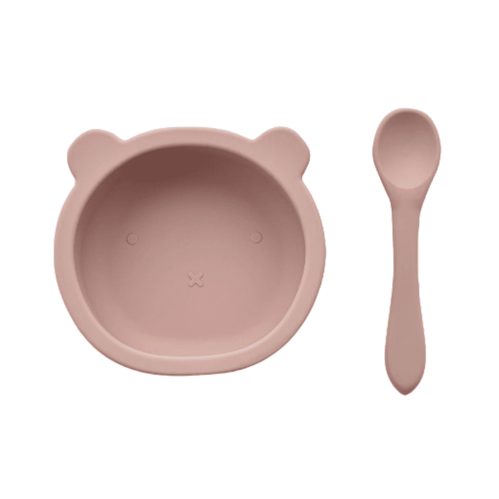 Silicone bowl, and spoon set