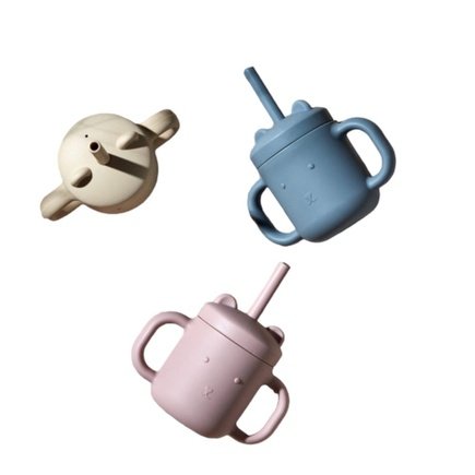 Bambino Sippy Cup available in Pink, Grey Blue, and Natural Beige