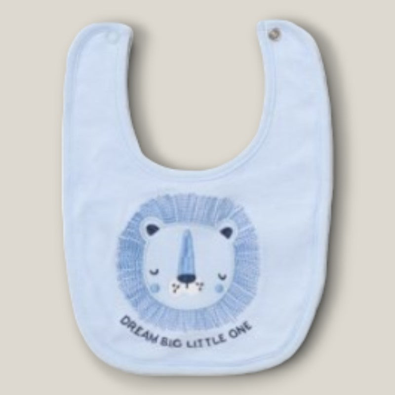 Blue Bib with Blue Lion Print from Baby Lion Gift Set