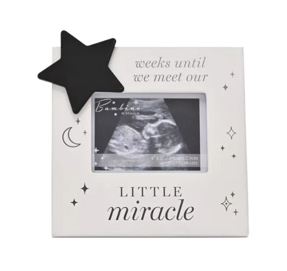 Personalised Countdown Scan Frame from BAMBINO BY JULIANA® – Ivory Resin with Chalkboard Heart