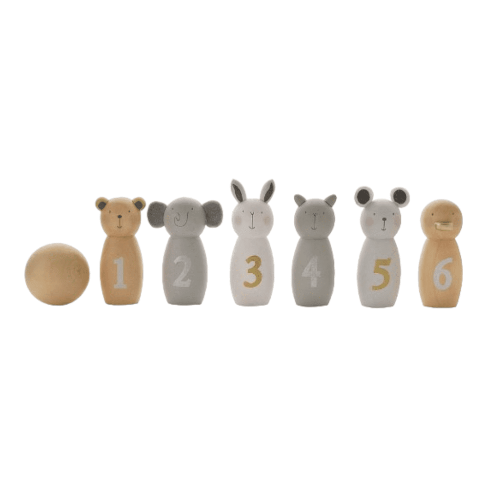 BAMBINO BY JULIANA® wooden bowling set with natural finish