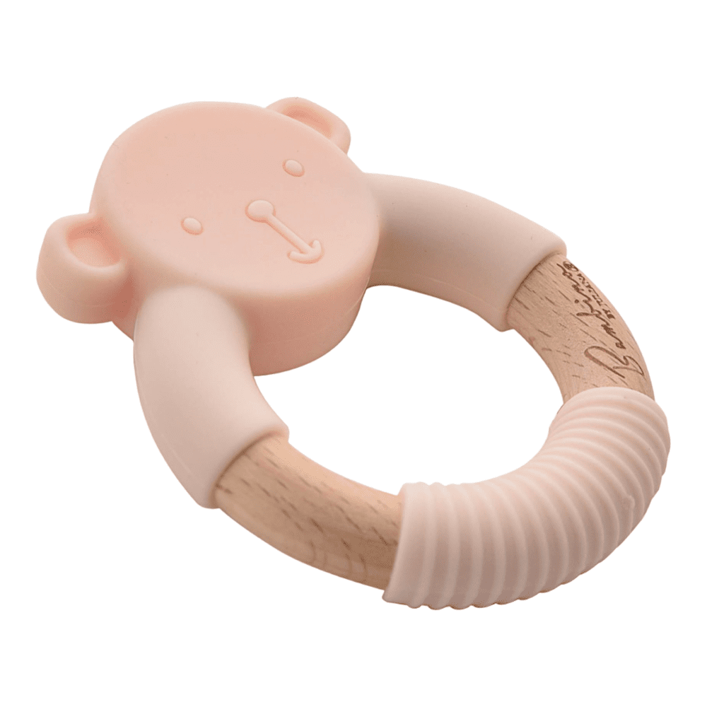 Wooden and silicone teddy bear teether