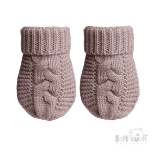 Recycled Dusty Pink Acrylic Cable Knit Mittens Soft Touch Apparel, Baby Shower, Build Your Own Hamper, Eco, For Her, Gender Reveal, Girl Gifts, Girls, Kiddies World, Mittens, Pink, Shower, Sister, Soft Touch, Twin