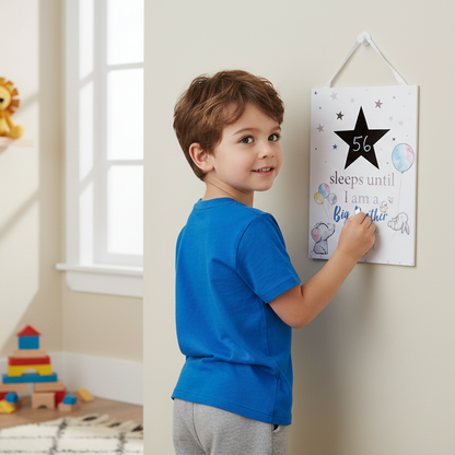 Baby Countdown Hanging Plaque – "Sleeps Until I'm a Big Brother"